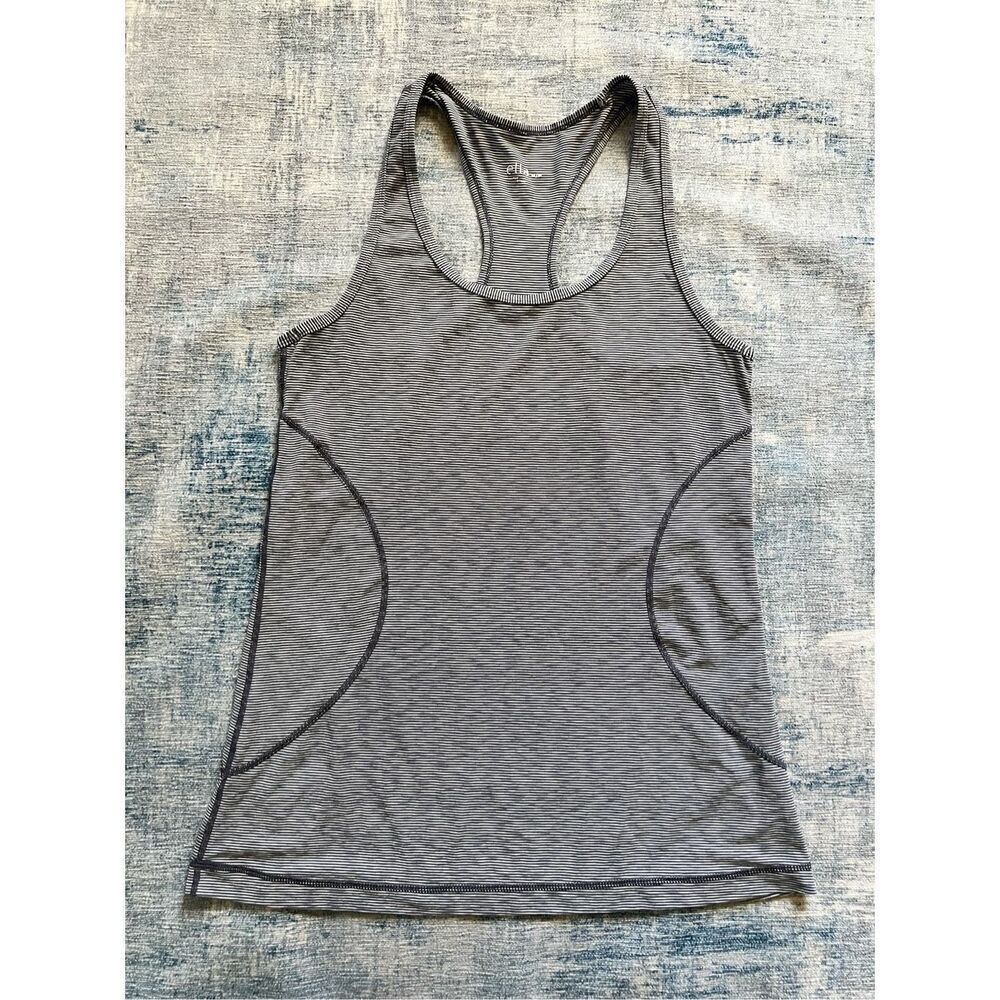 Zella Gray Stripe Space Dye Racerback Athletic Tank Top Medium
